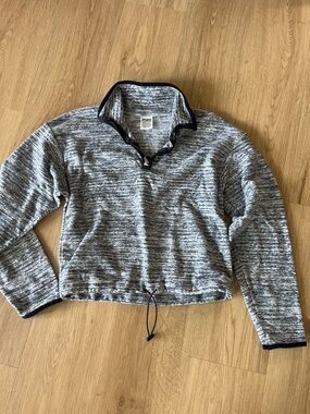 PINK Victoria's Secret Black and Gray Marled Half-Zip Pullover